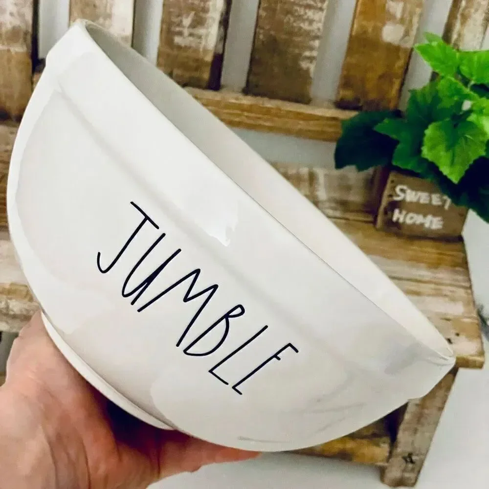 NWT Rae Dunn Gorgeous Large JUMBLE white Glossy Ceramic Serving Salad Pasta Bowl